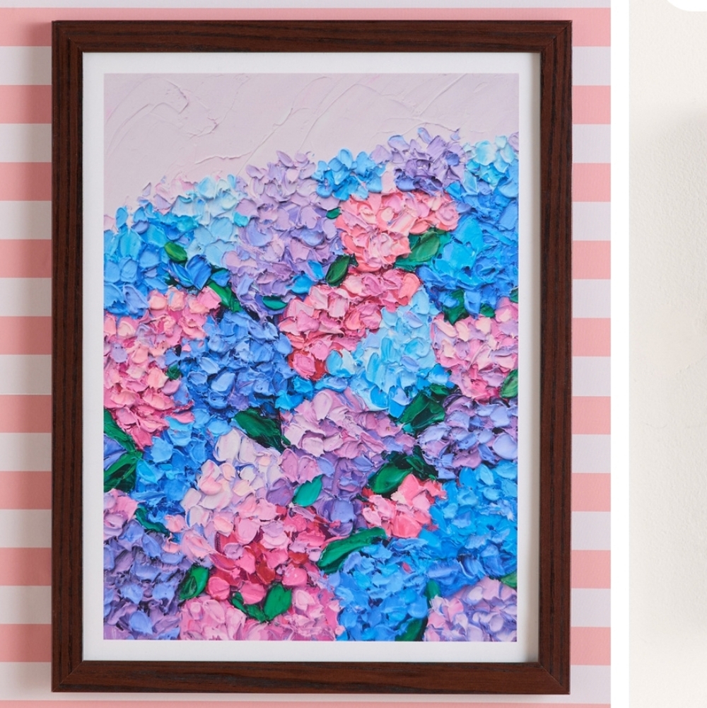 Floral Hydrangeas Ann Marie Coolick Moonlit Hydrangeas Art Print With Wooden 🎞️